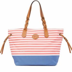 NWT Dooney and Bourke Sullivan Shopper watermelon and blue stripe tote bag